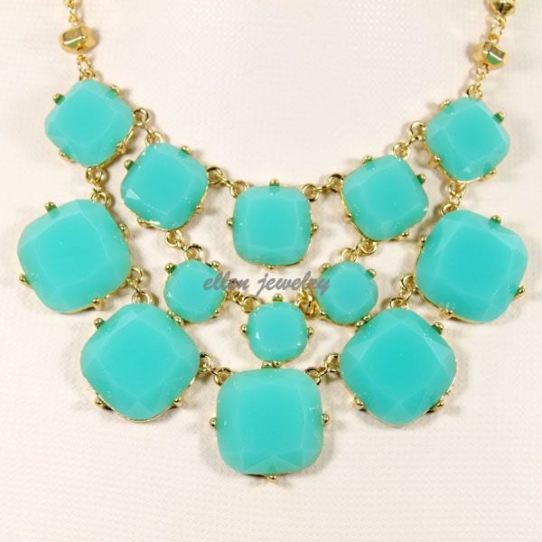 Turquois Bubble Necklace Handmade bib necklace  statement necklace Resin jewelry (FN0562 turquoise )