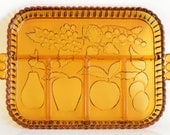 Indiana Glass Co: amber-coloured glass serving platter