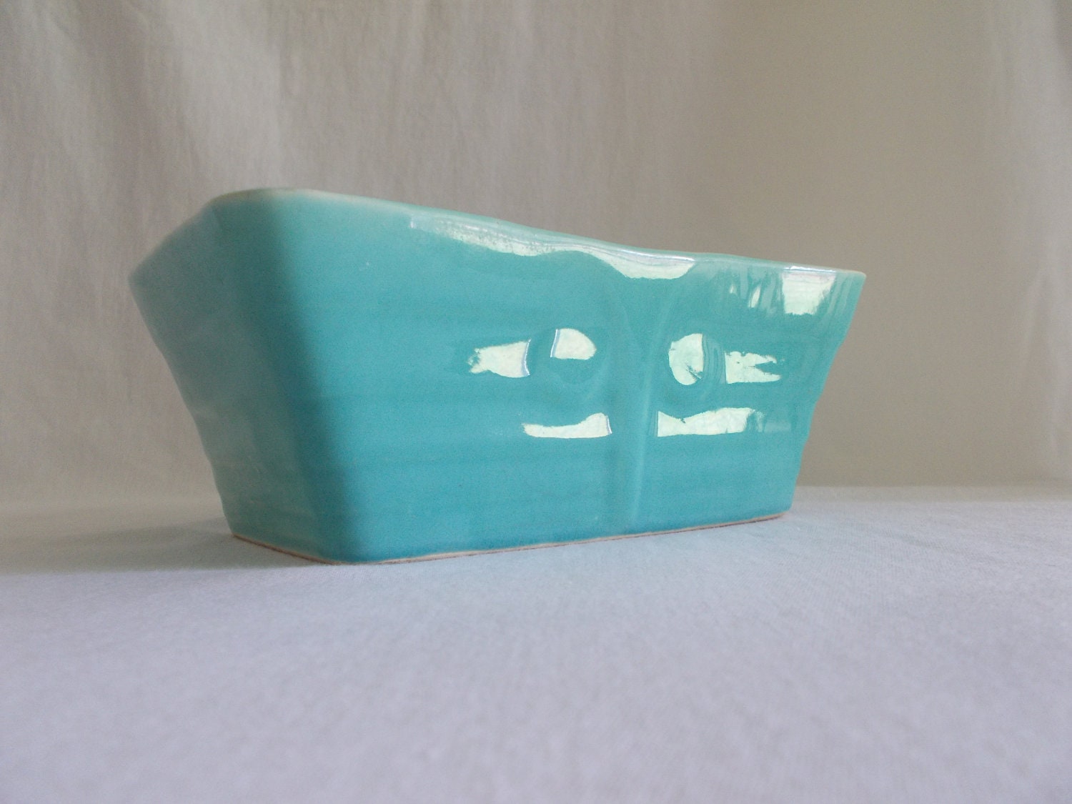 Art Deco Ceramic Planter, 1940s, Robins Egg Blue -- Free Shipping