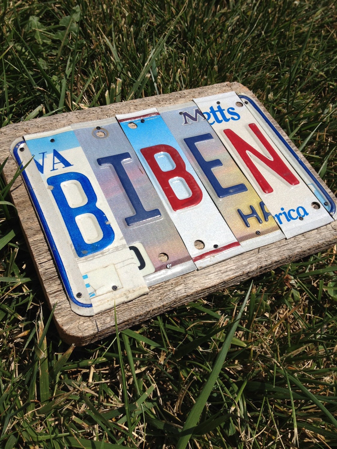 5 Letter Custom License Plate Name Sign - Reclaimed Wood