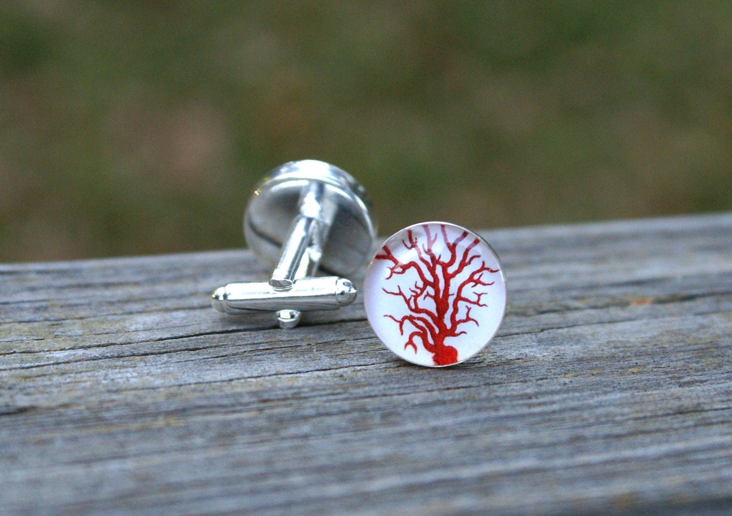 Coral Wedding Cufflinks Beautiful Coral Seaside Coast Beach Vintage Groom Wedding Party Groomsmen Anniversary Husband Resin