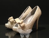 Cinderella Bow Tie Ivory Pearl Luxury Heels