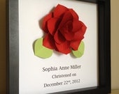 Red Rose, 3d Paper Art, custom made to your needs -baptism, wedding, or anniversary .