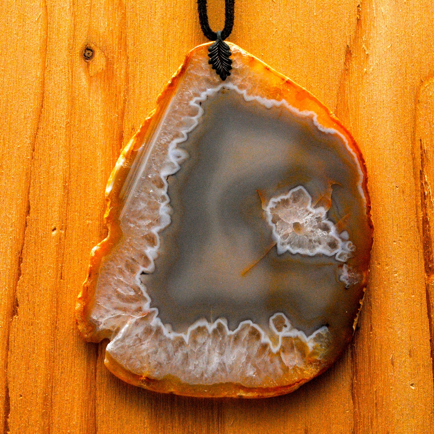 Huge vintage statement agate necklace