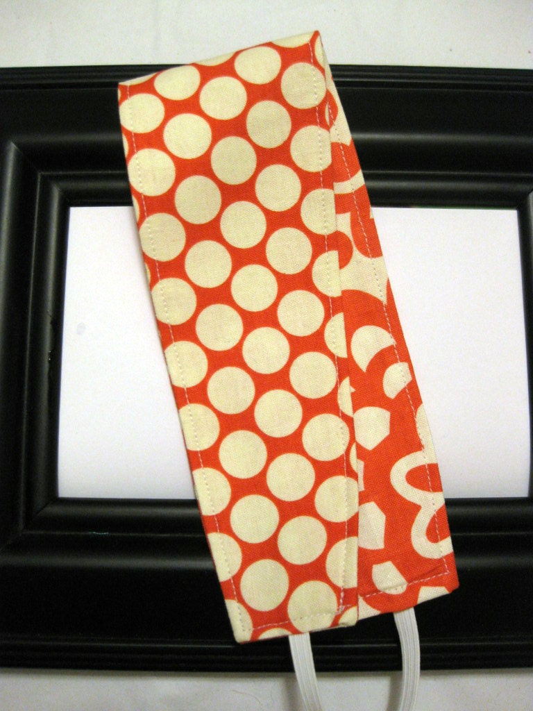Amy Butler Wall Flower in Cherry/Polka Dot Reversible Headband-Adult-Made to Order