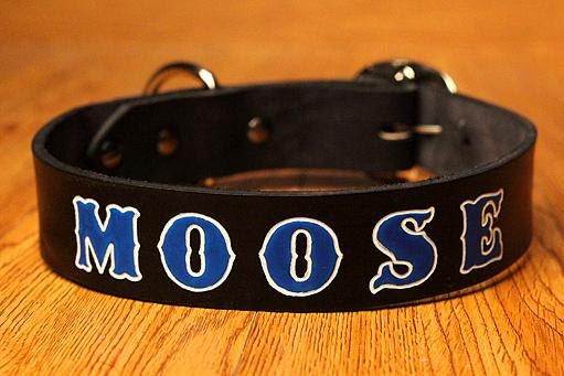 Custom Name Leather Large Dog Collar 16 to 28 Inches Long