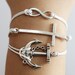 Karma cross anchor silver bracelet white wax cord bracelet in any size bracelet