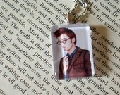 Doctor Who, David Tennant Glass Tile necklace, 0.75"x1" with 24" Silver plated Chain. Photo Art