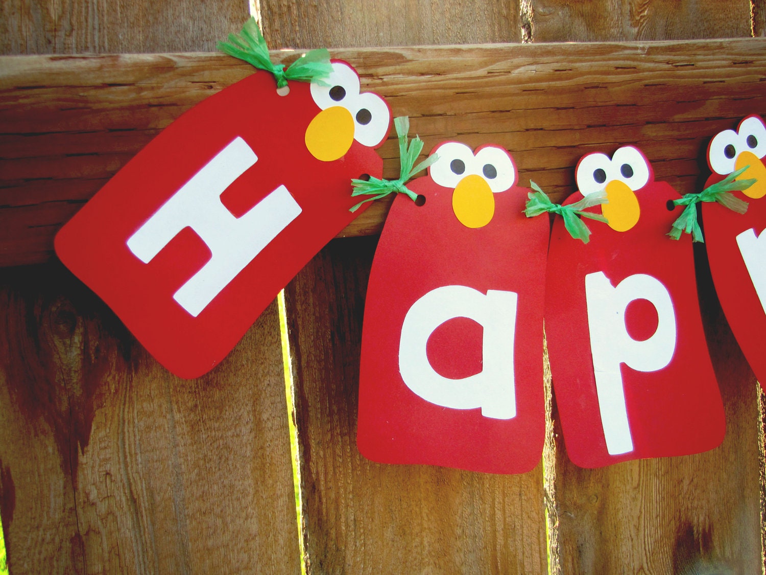 Elmo Birthday Party Banner Handmade, Sesame Street, Red and Green banner, Boys and Girls Birthday Decorations