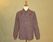 Vintage 1980s Paisley Tie Neck Shirt