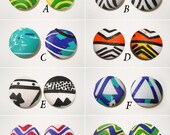 Button Earrings - Colorful Abstract Prints