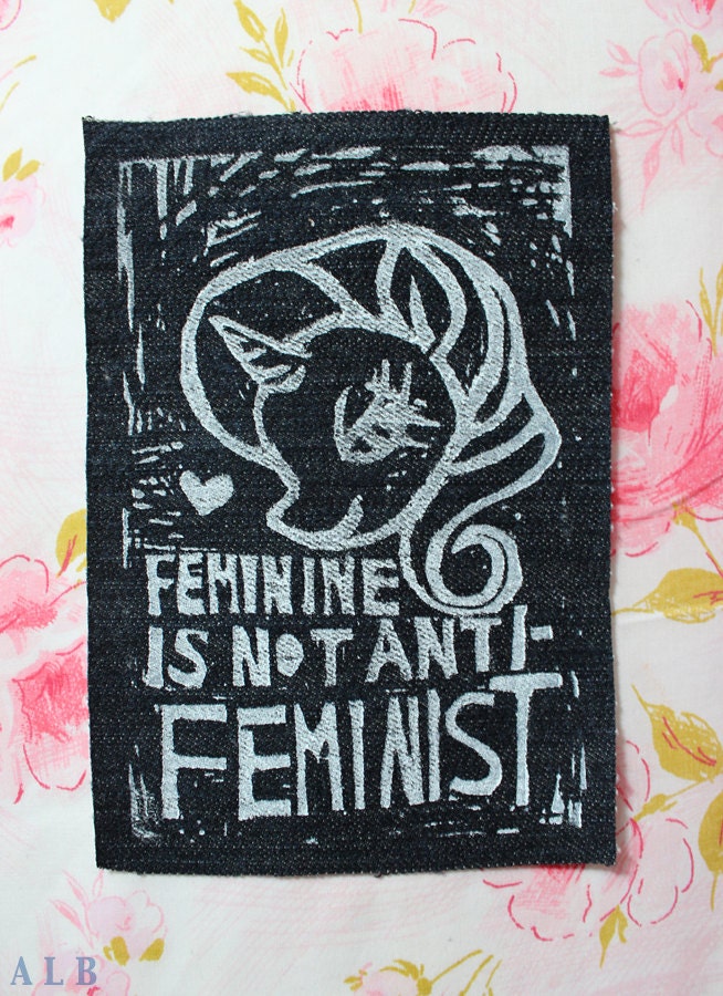 DENIM Feminine Is Not Anti-Feminist Patch featuring Rarity- My Little Pony