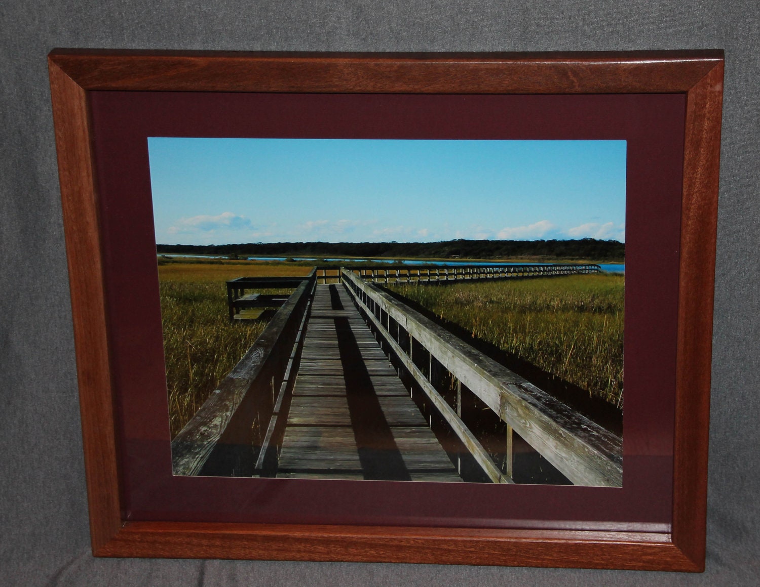 Fine Art Photography Wood Walkway out to the Bay, Landscape Photography, Handmade Wood Frames, Ocean Photography, Wall Decor