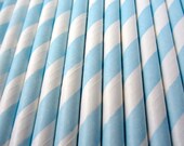 25 LIGHT BLUE and WHITE Striped Paper Straws with Party Flags - Cake Accessory Lollipop Sticks - Baking Craft Party Supplies Il_170x135
