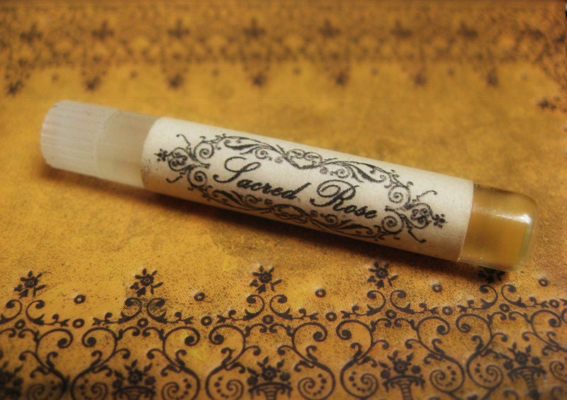Botanical Perfume Oil, Tall Sample Size, 0.045oz. Sacred Rose- Rose, Frankincense, Amber, Bergamot