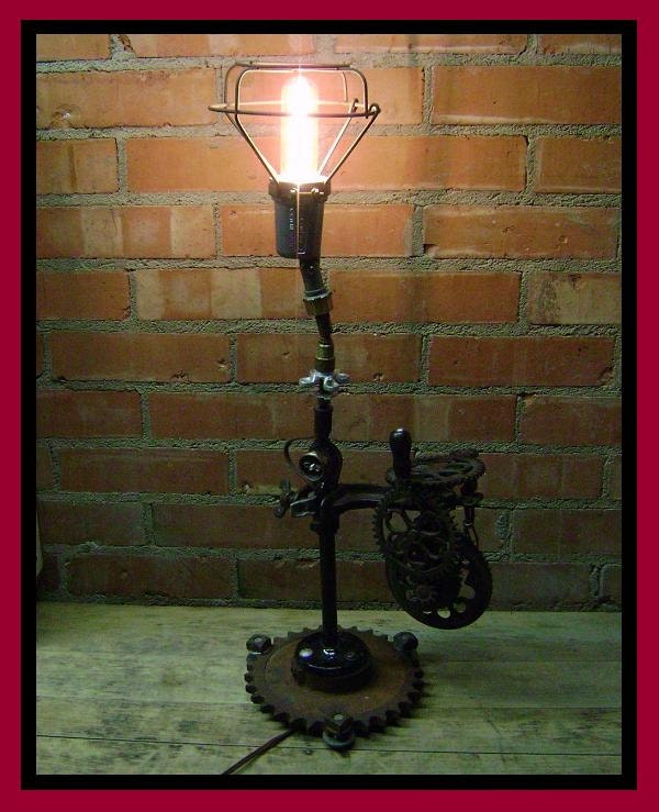 Classic Antique (VINTAGE Goth, SteamPunk Lamp Construction of Victorian Hearts - 1950s Industrial Components) Made in USA...