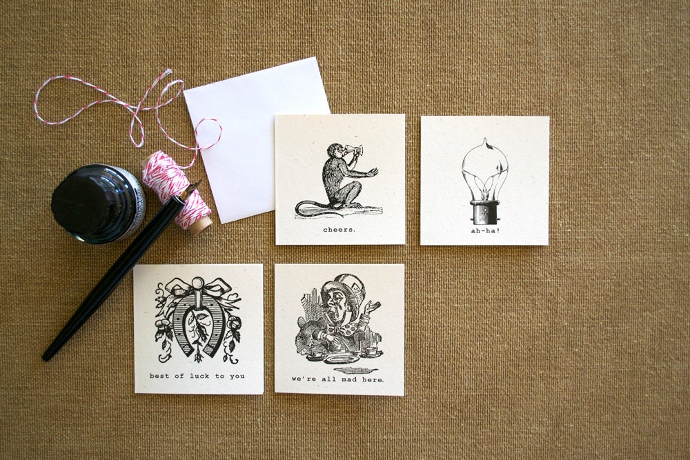 Set of 4 Mini Notecards, Blank Notecards, Gift Tags Il_570xn