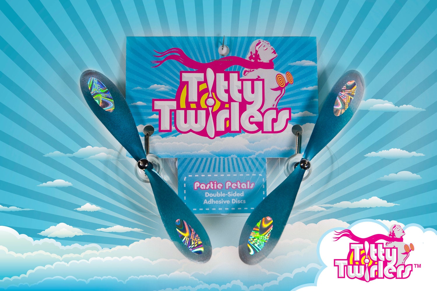 Titty Twirlers - Propeller Pasties - Titillating Teal/Sassy Silver