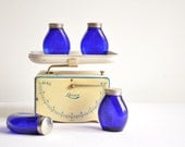 Vintage Cobalt Blue Glass Unused Apothecary - Pharmacy Bottles - Set of 4
