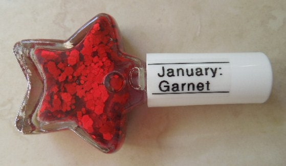 Custom Blended Nail Polish Special Edition - "January: Garnet" - Red Square Hexagon Glitter Birthday - Lacquer
