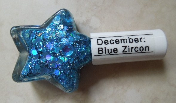 Custom Blended Nail Polish Special Edition - "December Birthstone: Blue Zircon" - Turquoise Blue Holographic Hexagon Glitter Birthday