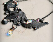 Dark Brass Gothic Victorian Filigree Art Nouveau Necklace/ Fay