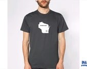 Wisconsin State Tshirt  - Mens T shirt American Apparel - S M L XL (9 Colors Available)