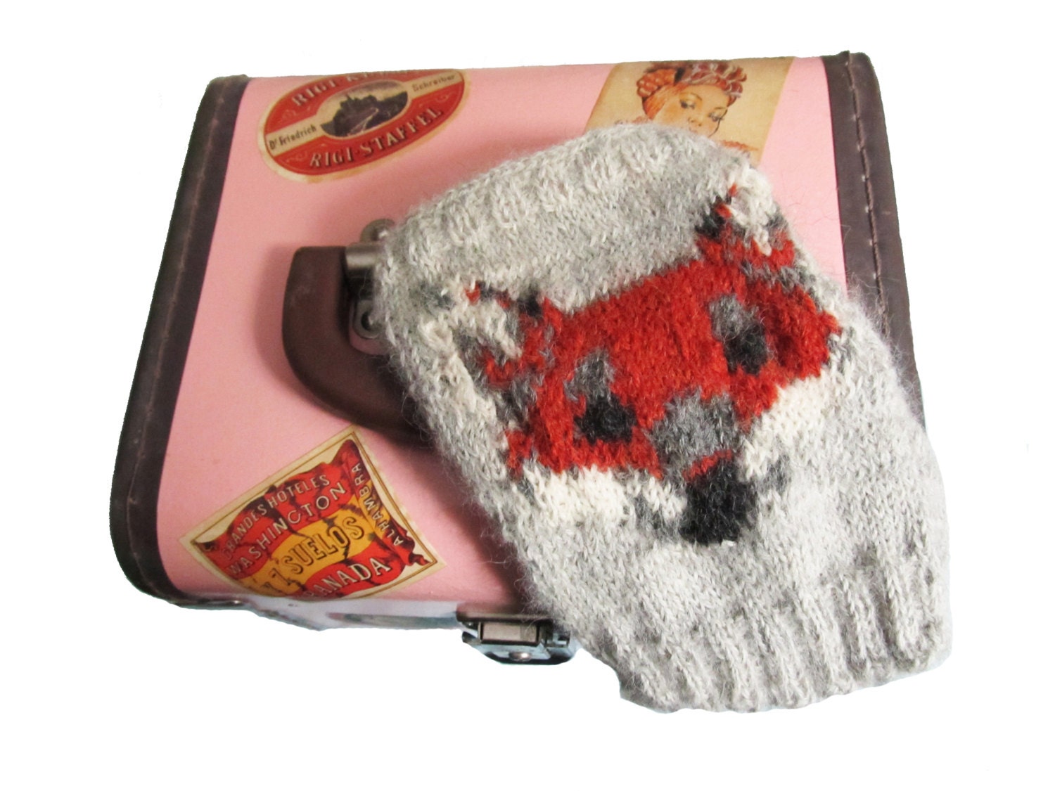 Red Fox Fingerless Gloves Knitting Pattern / PDF Knit Fingerless Gloves