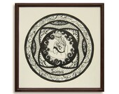 Scorpio Zodiac Sign Framed Original Pen And Ink Drawing 14" x 14" Illustration Fine art by Valiulina