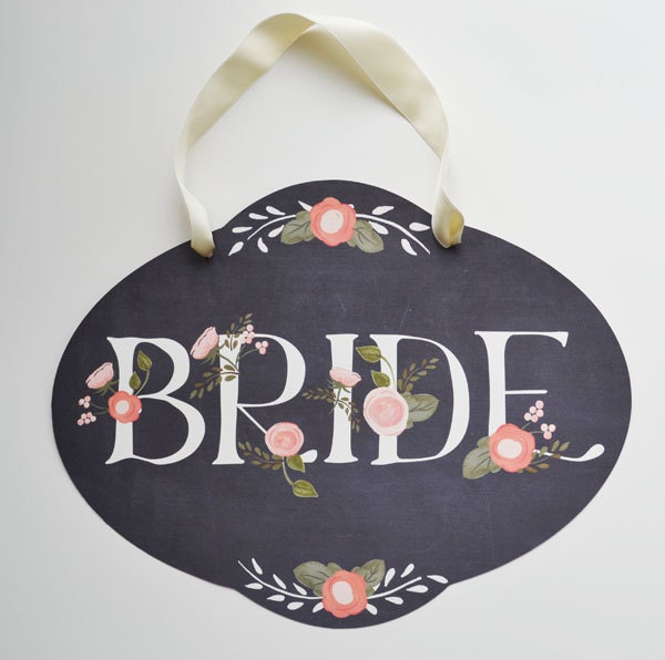 Chalkboard inspired Bride and Groom signs Pair of 2