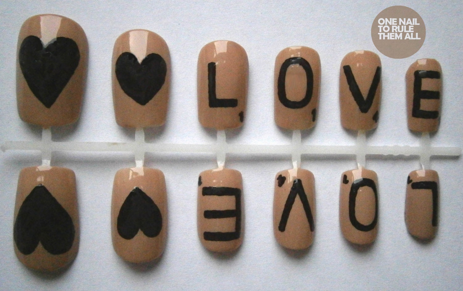 Scrabble Love Romantic Nail Art False Nails Set