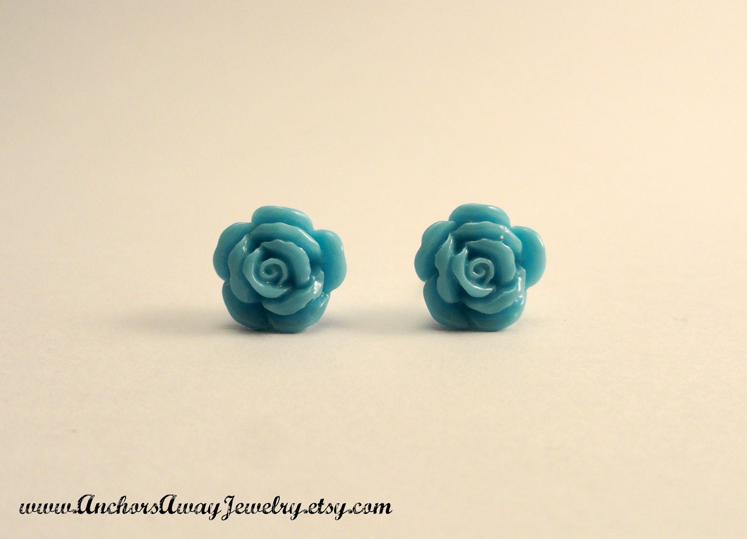 Sky Blue Rose Stud Earrings - Flower Stud Earrings