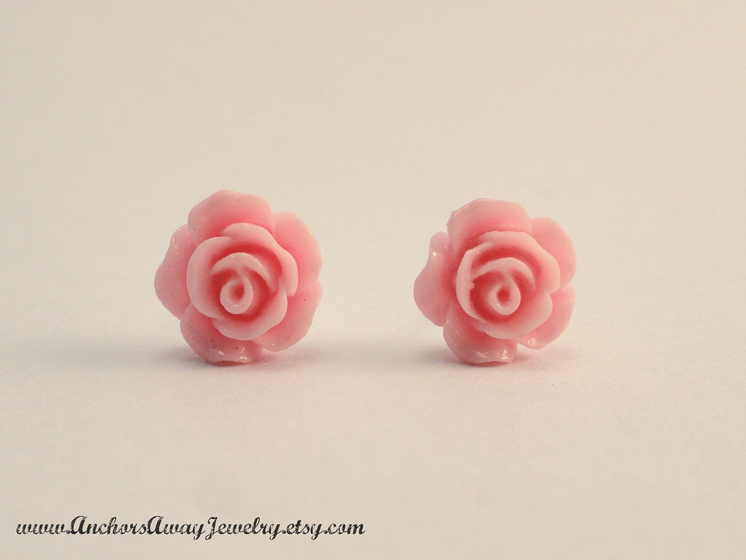 Light Pink Rose Stud Earrings - Flower Stud Earrings