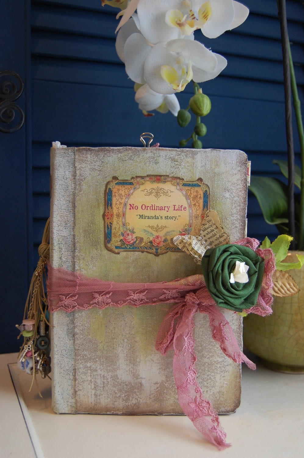 Shabby chic Photo Album vintage style storybook Family photo Album  Baby  book Handmade