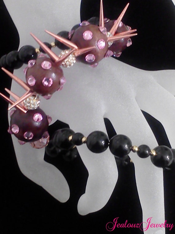 Basketball wives Inspired bracelet (Rockstar spike shamballa bracelet Pink Rose)