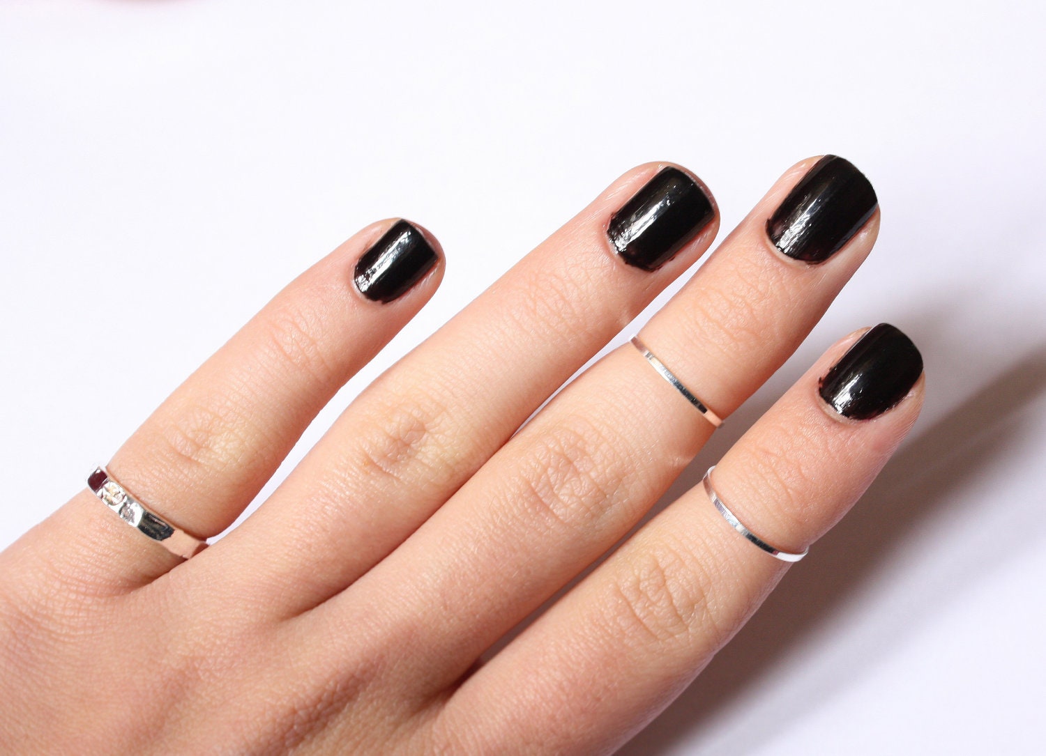 3 Above the Knuckle Silver rings - Z Classic Silver Combo - set of 3 rings stackable midi rings