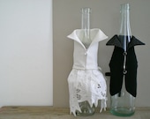 WEDDING table decoration, handmade wine bottle wrap, gift wrapping, gift bag, bride and groom