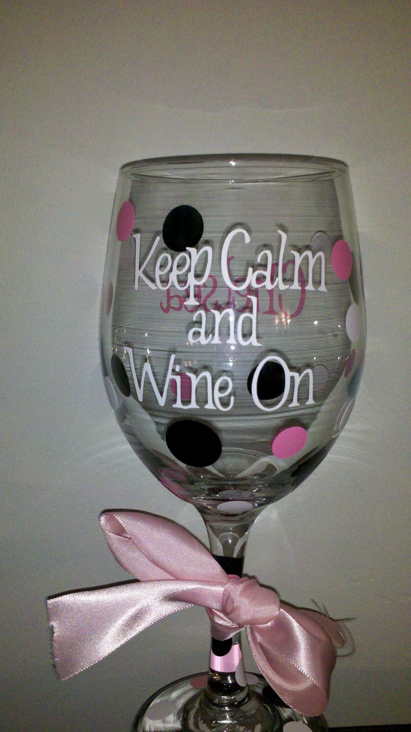 Keep Calm & Wine On Personalized Wine Glass