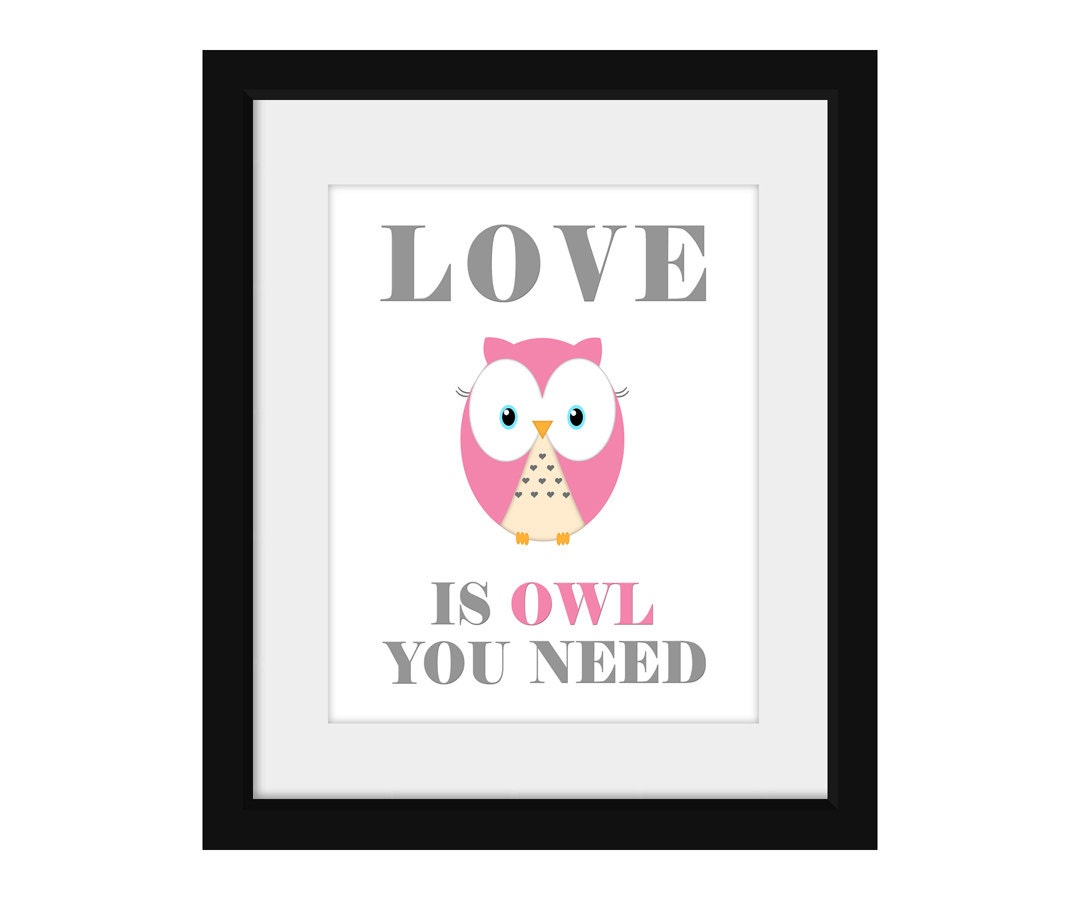 Love Is Owl You Need Nursery Decor Printable Wall Art Digital JPEG File