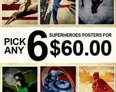 6 Superheroes Posters for 60 Dollars - A3 Size Posters