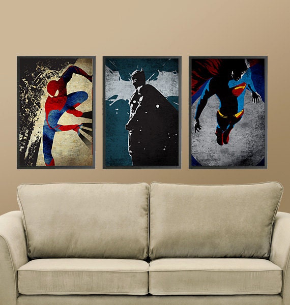 Batman, Superman and Spiderman for 40 Dollars - A3 Size Posters
