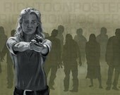 Poster The Walking Dead Andrea Shooting at Zombies Horror Digital Painting 11x17 Print