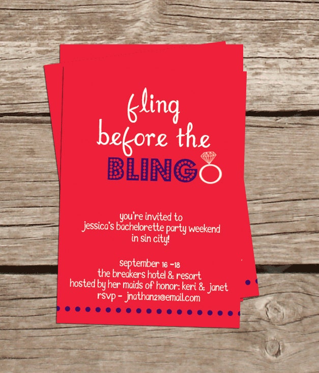 Printable Quirky & Fun Bachelorette Invitation - Printable Bachelorette Invitation - Fling before the Bling - Fling before the Bling