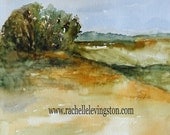 Watercolor painting Landscape painting Landscape art print Landscape PRINT ART 8x10 home decor yellow green painting tree wall art
