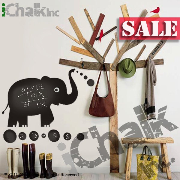 30% off - Elephant Chalkboard Sticker Wall Decal for Home or Office - Blackboard Vinyl Sticker Chalkboard Planner