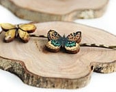 Wooden Hairpins - Hair Clips - Bobby Pins - Laser cut wooden butterflies - hair accesoires