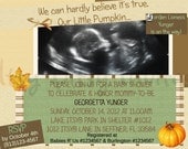 Little Pumpkin Baby Shower Invitation / Fall Baby Shower Invitation / October November Invitation