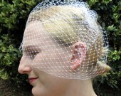 Birdcage Veil, White French Netting Blusher Wedding Veil