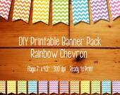 INSTANT DOWNLOAD - DIY Chevron Party Printable Flag Banner - Rainbow Chevron - event decorations, bunting decor, rainbow party, art party Il_170x135