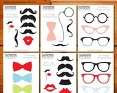 INSTANT DOWNLOAD - DIY Mustache Photo booth Props - Printable Lips Glasses Ready to Print Pdf - Moustache party printable photobooth Il_170x135